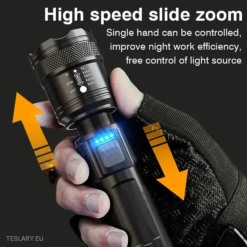 LED Zoom Flashlight and Mobile Powerbank -TESLARY.IE Tesla Shop Europe