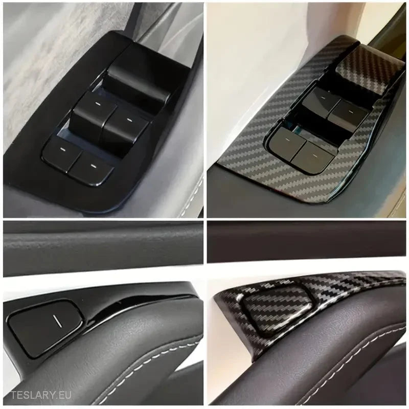 Carbon Fiber Electric Window Trim Pieces for Tesla Model 3 & Y  ( LHD ) -TESLARY.IE Tesla Shop Europe