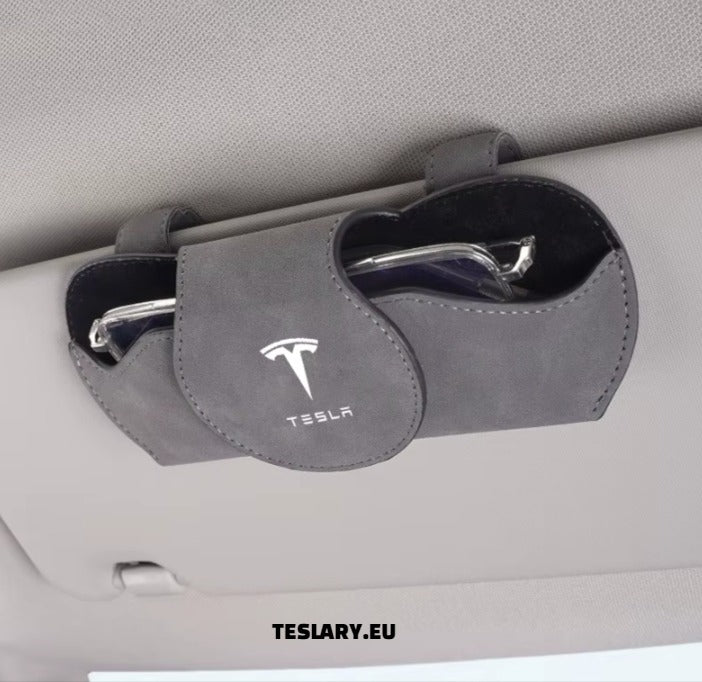 Tesla Glasses Case Sun Visor Glasses Holder With Tesla Logo Colour Black