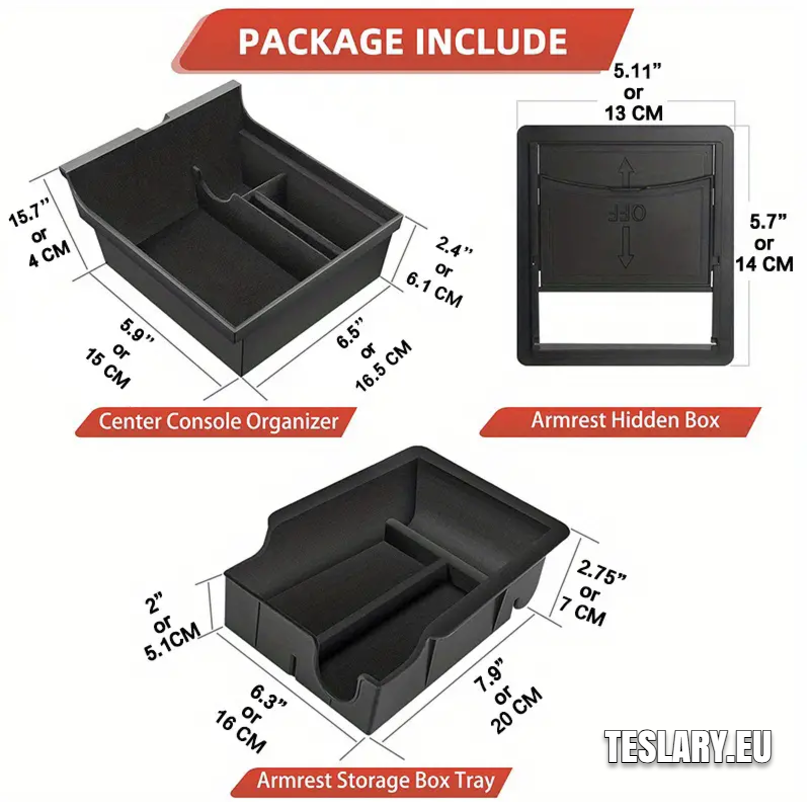 Tesla Model 3 / Y Accessories 3 Pack Front & Rear Trays & Hidden Storage