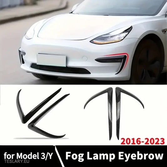 Tesla Model  3 / Y  Fog Lights Wind Splitter In Carbon and Black -TESLARY.IE Tesla Shop Europe