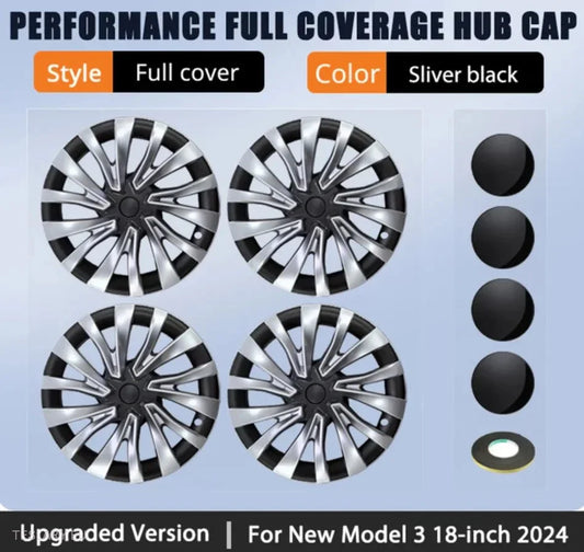 Tesla 3 Highland  18" Full Rim Silver Sport Style Wheel Covers -TESLARY.IE Tesla Shop Europe